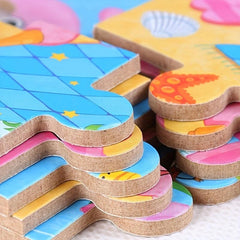 Wooden Children's Puzzle 4 in 1 Iron Box Animal Puzzle Board Toy