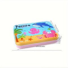 Wooden Children's Puzzle 4 in 1 Iron Box Animal Puzzle Board Toy