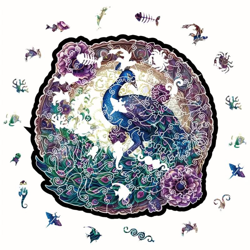 Purple Peacock Wooden Puzzle - Perfect Peacock Lover's Gift