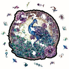 Purple Peacock Wooden Puzzle - Perfect Peacock Lover's Gift
