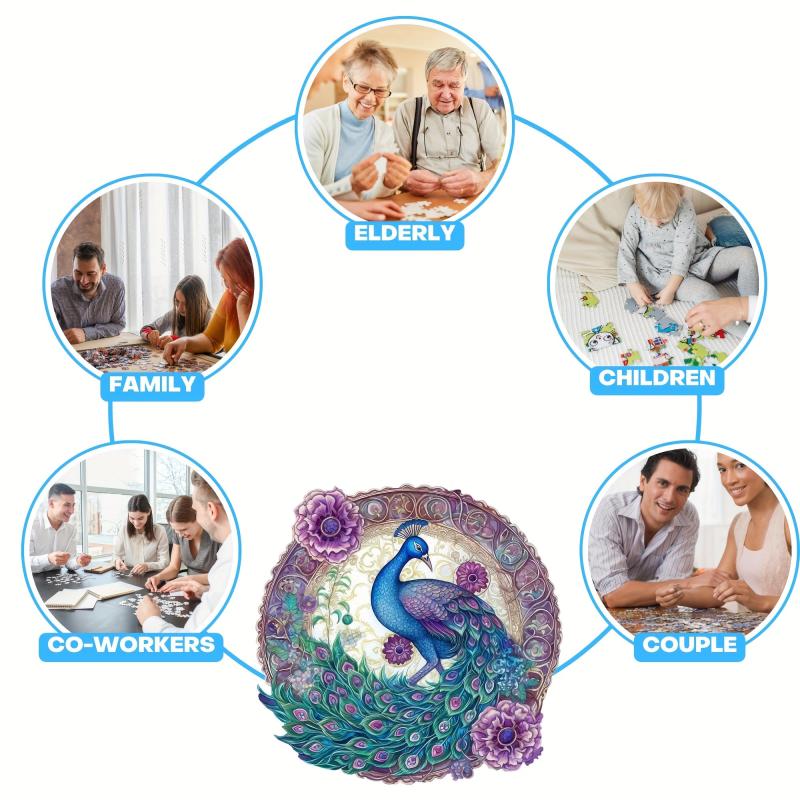 Purple Peacock Wooden Puzzle - Perfect Peacock Lover's Gift