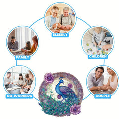 Purple Peacock Wooden Puzzle - Perfect Peacock Lover's Gift
