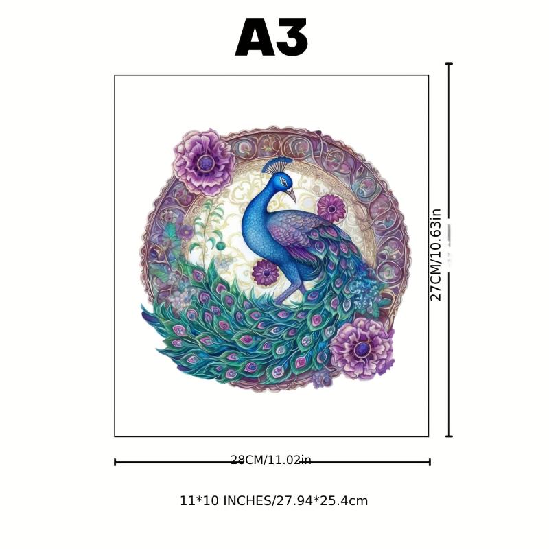 Purple Peacock Wooden Puzzle - Perfect Peacock Lover's Gift