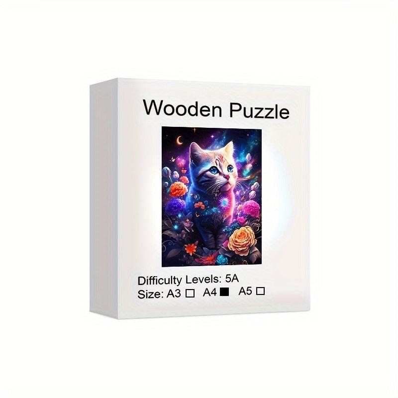 Cat Flower Wooden Puzzle Irregular Shaped Animals Party Games Christmas