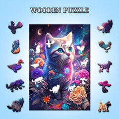 Cat Flower Wooden Puzzle Irregular Shaped Animals Party Games Christmas