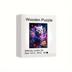 Cat Flower Wooden Puzzle Irregular Shaped Animals Party Games Christmas