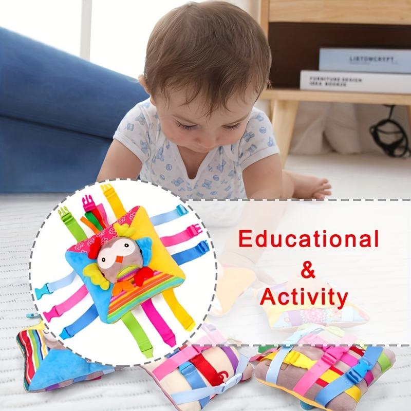 Animal Buckle Square Plush Bag Toddlers Sensory Buckle Pillow Toy