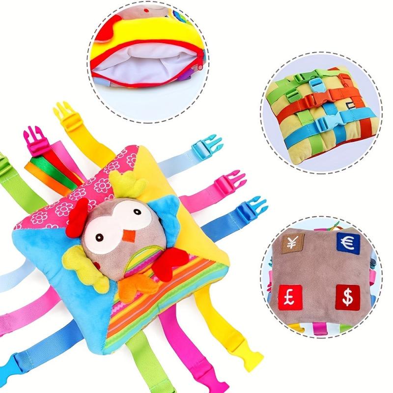 Animal Buckle Square Plush Bag Toddlers Sensory Buckle Pillow Toy