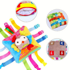 Animal Buckle Square Plush Bag Toddlers Sensory Buckle Pillow Toy