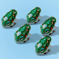 Wind Up Frog Toy Jumping Frog Retro Toy Green Metal Jumping Frog
