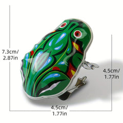Wind Up Frog Toy Jumping Frog Retro Toy Green Metal Jumping Frog