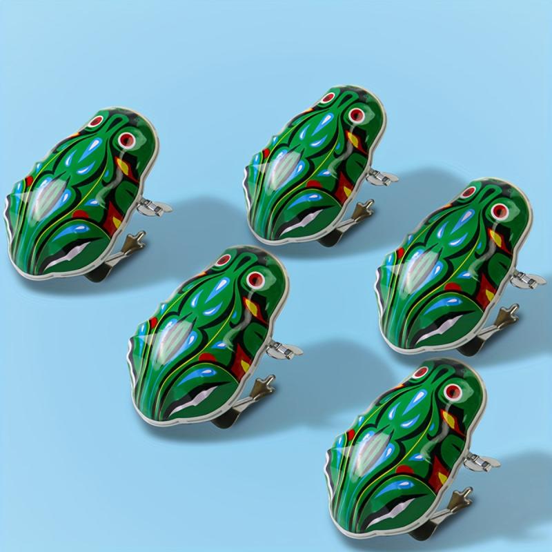 Wind Up Frog Toy Jumping Frog Retro Toy Green Metal Jumping Frog