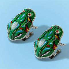 Wind Up Frog Toy Jumping Frog Retro Toy Green Metal Jumping Frog