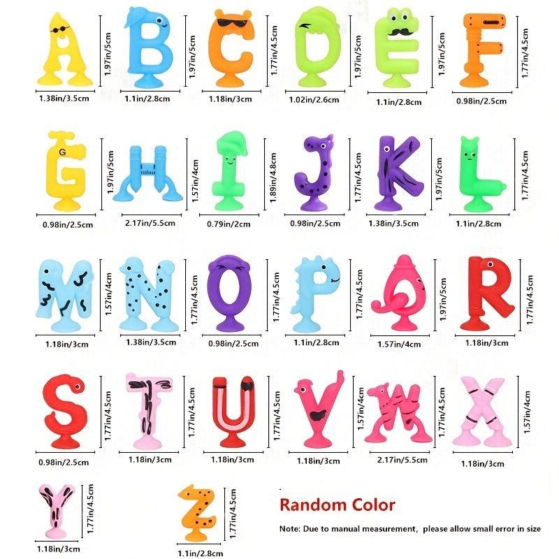 26pcs Colorful Numbers Letters Suction Cup Kids Sensory Toys
