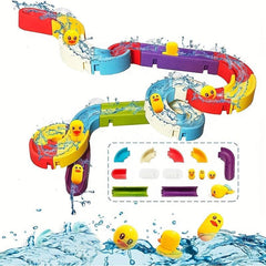 34pcs Bath Toys for Kids Ages 4-8, Wall Bathtub Slide Shower Tracks & Water Toys
