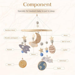 Wooden Space Bed Bell for Soothing Babies