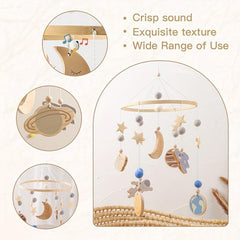 Wooden Space Bed Bell for Soothing Babies