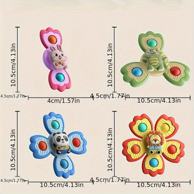 4Pcs Suction Cup Spinning Top Sensory Toys For Toddlers