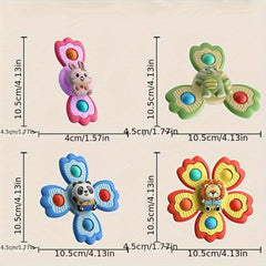 4Pcs Suction Cup Spinning Top Sensory Toys For Toddlers