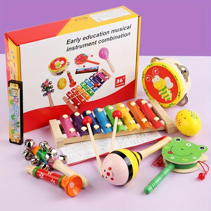 Kids Musical Instrument Set Montessori Toys Wooden Percussion Music Toy