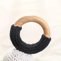 Organic Panda Teething Rattle Crochet Beech Wood for Baby