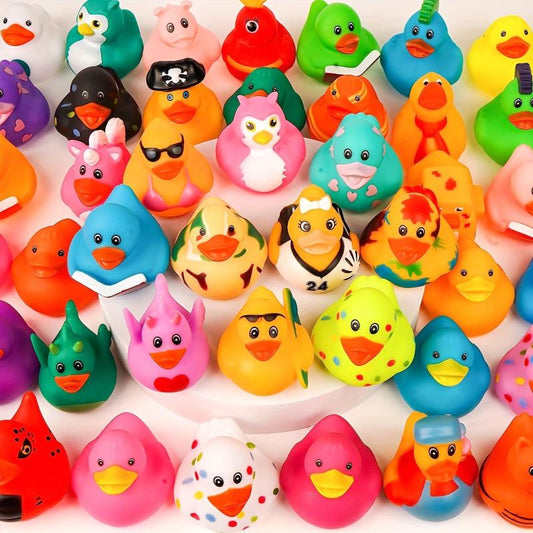 15 Pcs Assorted Rubber Ducks w/Tags for Ducking | Shower, Bath, Pool Play