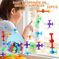 32-Piece Montessori Silicone Bee Suction Toy for Bath, Ages 3-8
