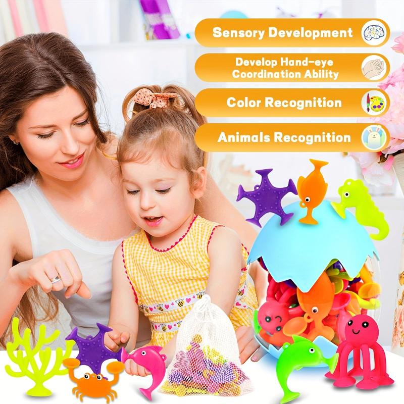 50 Pcs Ocean Animal Suction Cup Toys for Toddlers 3-6 Years Old