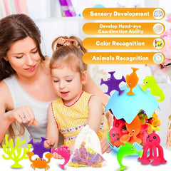 50 Pcs Ocean Animal Suction Cup Toys for Toddlers 3-6 Years Old