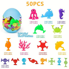 50 Pcs Ocean Animal Suction Cup Toys for Toddlers 3-6 Years Old