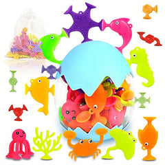 50 Pcs Ocean Animal Suction Cup Toys for Toddlers 3-6 Years Old