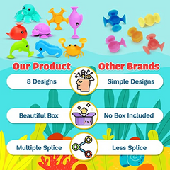 18pcs Suction Bath Toys Motor & Sensory Development for Toddlers