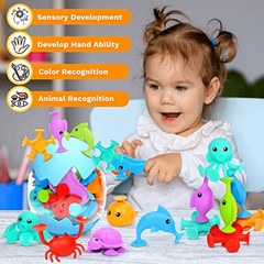 18pcs Suction Bath Toys Motor & Sensory Development for Toddlers