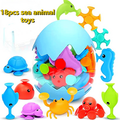 18pcs Suction Bath Toys Motor & Sensory Development for Toddlers