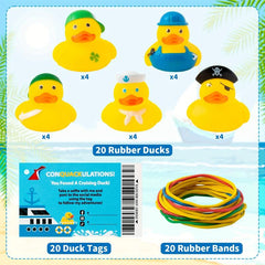 20 Vinyl Ducklings 20 Cards 20 Colorful Rubber Bands Toy Set