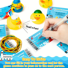 20 Vinyl Ducklings 20 Cards 20 Colorful Rubber Bands Toy Set