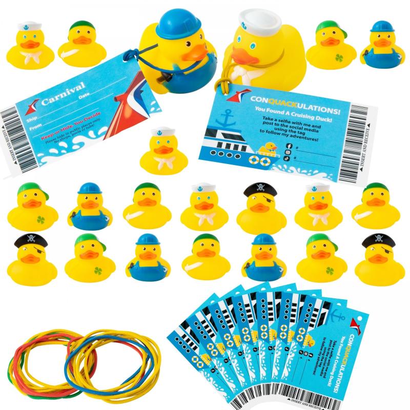 20 Vinyl Ducklings 20 Cards 20 Colorful Rubber Bands Toy Set