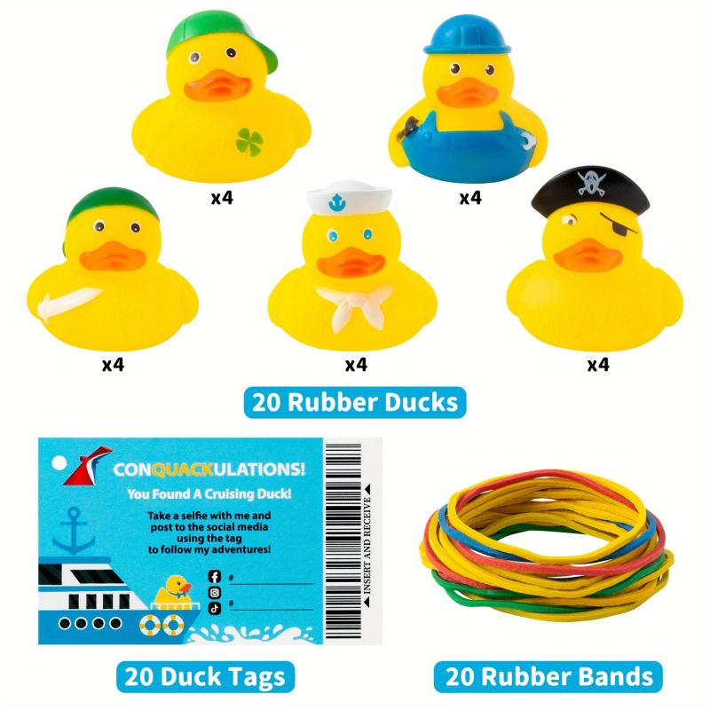20 Vinyl Ducklings 20 Cards 20 Colorful Rubber Bands Toy Set