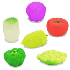 6 Pcs Colorful Vegetables Bath Toy Squeeze Sound Swimming Toys for Kids