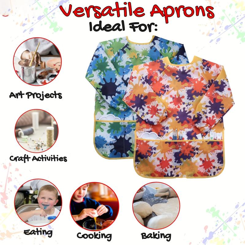 Kids Waterproof Art Smock with Long Sleejsonves & 2 Pockets