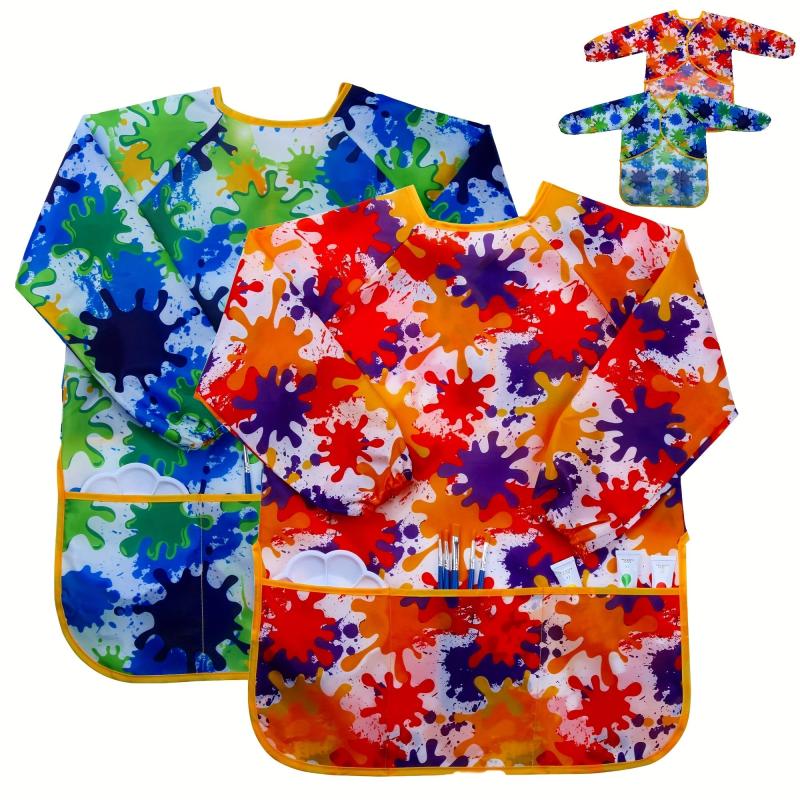 Kids Waterproof Art Smock with Long Sleejsonves & 2 Pockets