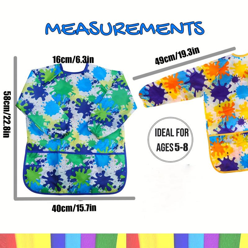 Kids Waterproof Art Smock with Long Sleejsonves & 2 Pockets