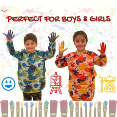Kids Waterproof Art Smock with Long Sleejsonves & 2 Pockets