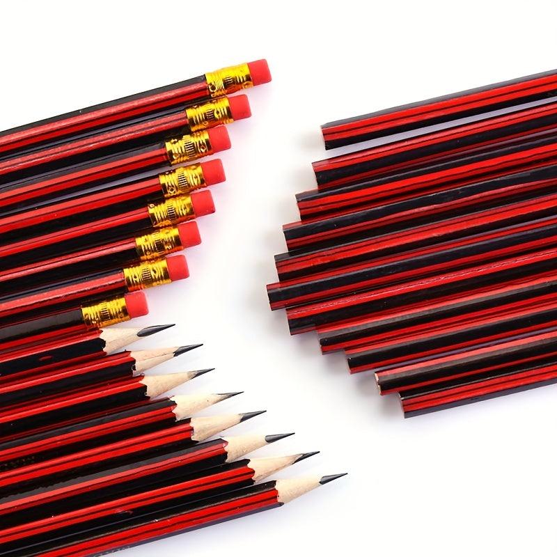 20pcs Golden Red Wooden Pencils Pre Sharpened