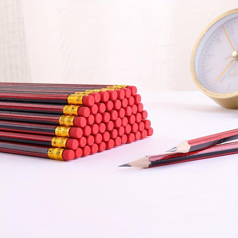 20pcs Golden Red Wooden Pencils Pre Sharpened