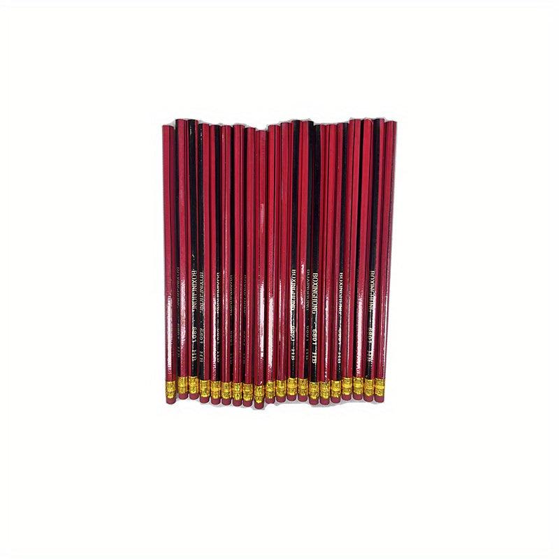 20pcs Golden Red Wooden Pencils Pre Sharpened