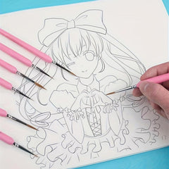 5pcs Watercolor Wolf Hair Line Drawing Pens Hook Edge Pens