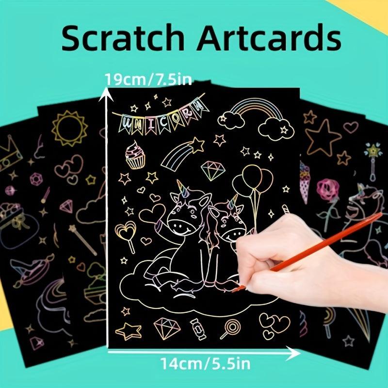 9pcs Scratch Art Paper Dinosaurs Scratch Paper Painting Kit