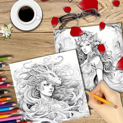 22pcs Thickened Paper Mysterious Goddess Coloring Book Halloween Party Gift