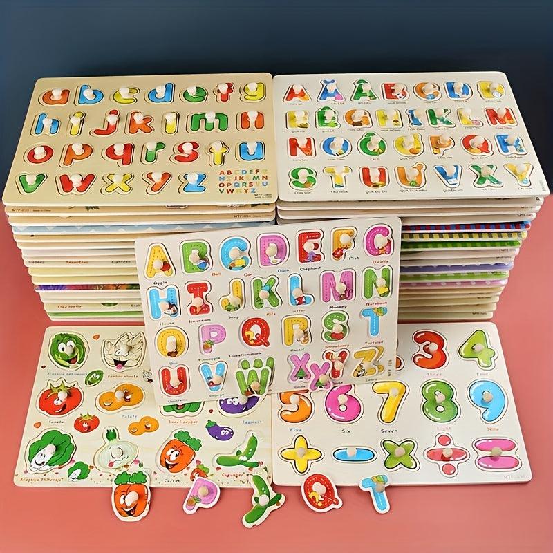 Montessori Wooden Peg Puzzles for Kids - Educational Activity Toys